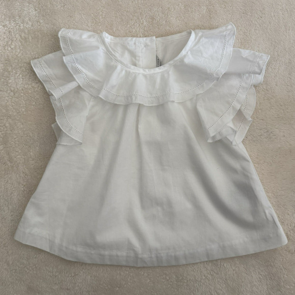 NWT Janie & Jack White Lined Ruffle Top & Floral Ruffle Hem Short Set - Size 2T - Picture 2 of 16
